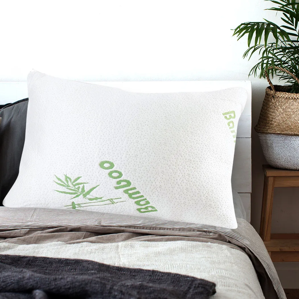 2x DreamZ Luxury Natural Memory Foam Bed Pillows Bamboo Fabric Cover 70x40cm