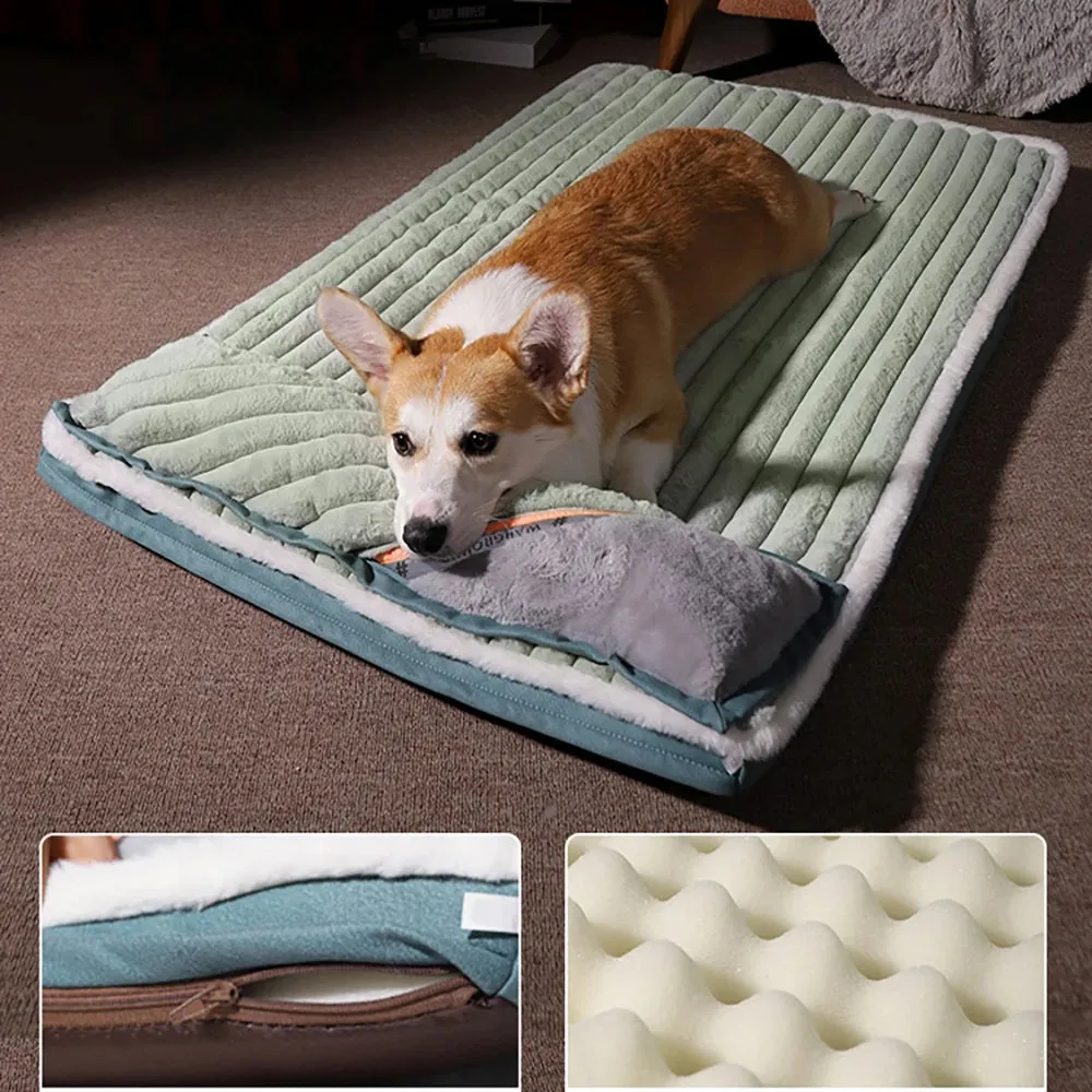 Dog Bed Padded Cushion for Small Big Dogs and Cats Removable Pet Mat