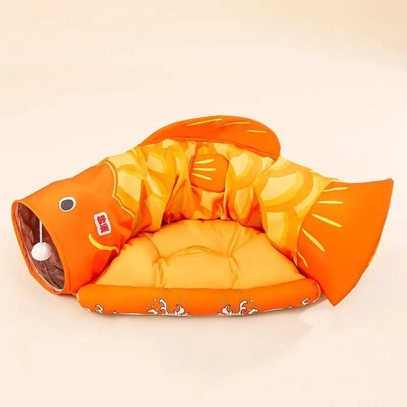 Foldable Cat Bed House Interactive Cat Tunnel Toy Drill Pipe Channel Shell Tube Kitten Cave With Balls Cushion Cats Accessories