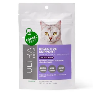 GNC Pets Ultra Mega Digestive Support Duck-Flavour Soft Chews Cat Supplement 30ct