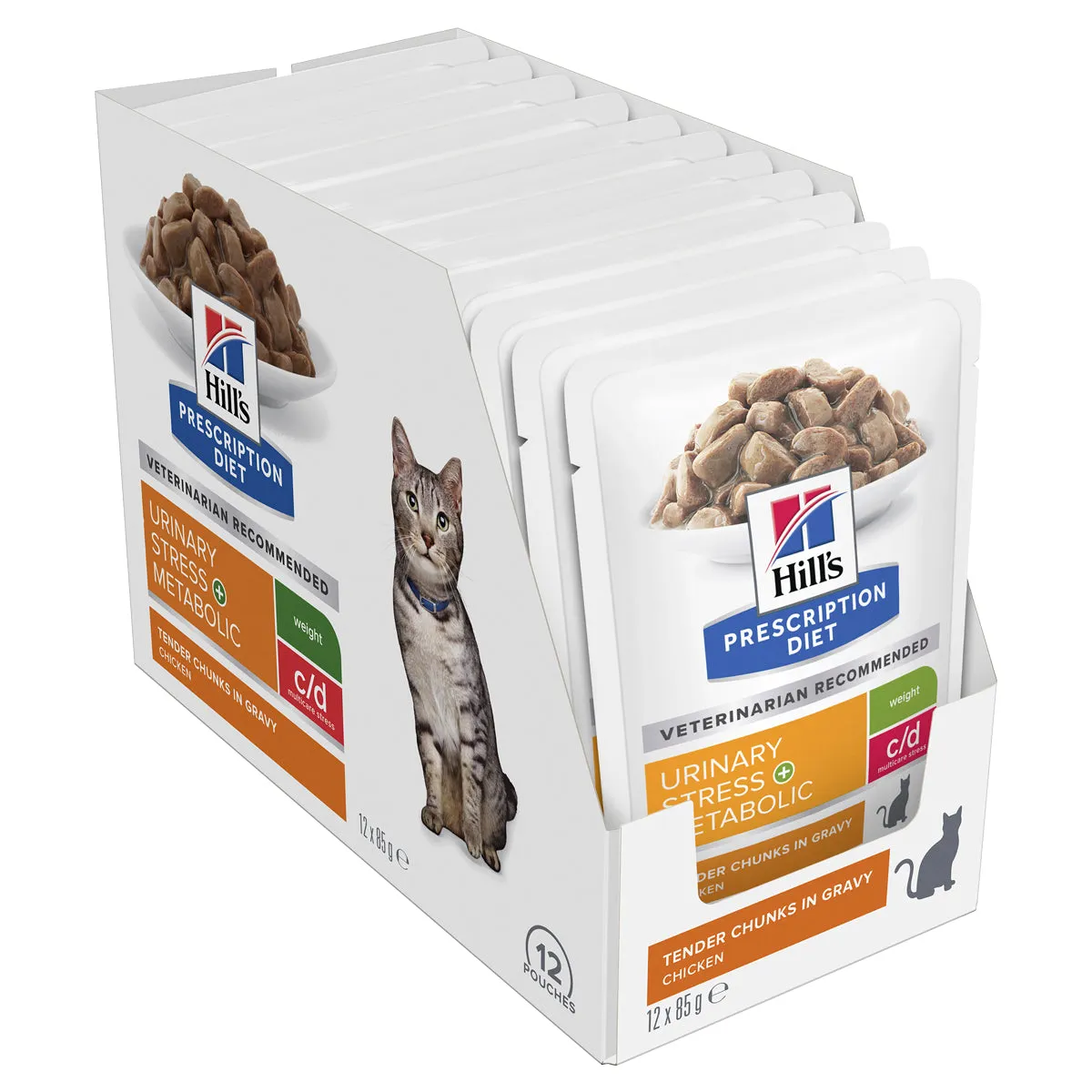 Hill's Prescription Diet c/d Multicare Stress Urinary Care   Metabolic Weight Cat Food Pouches 85g x 12