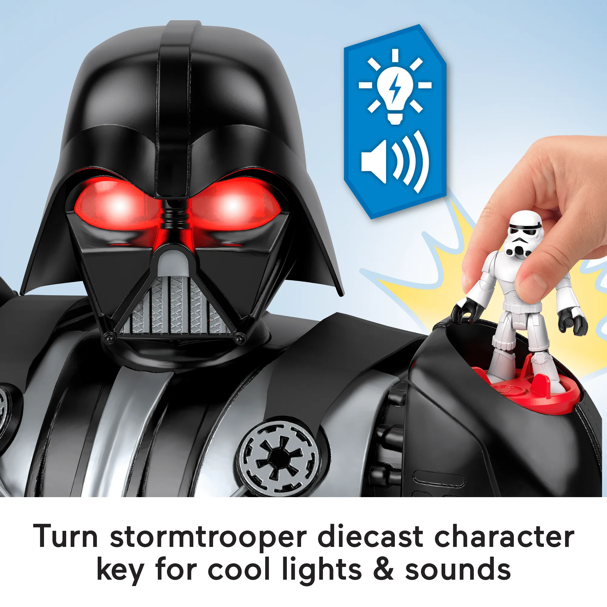 Imaginext Star Wars Darth Vader Bot 2  Ft Toy, Lights Sounds & Stormtrooper Character Key