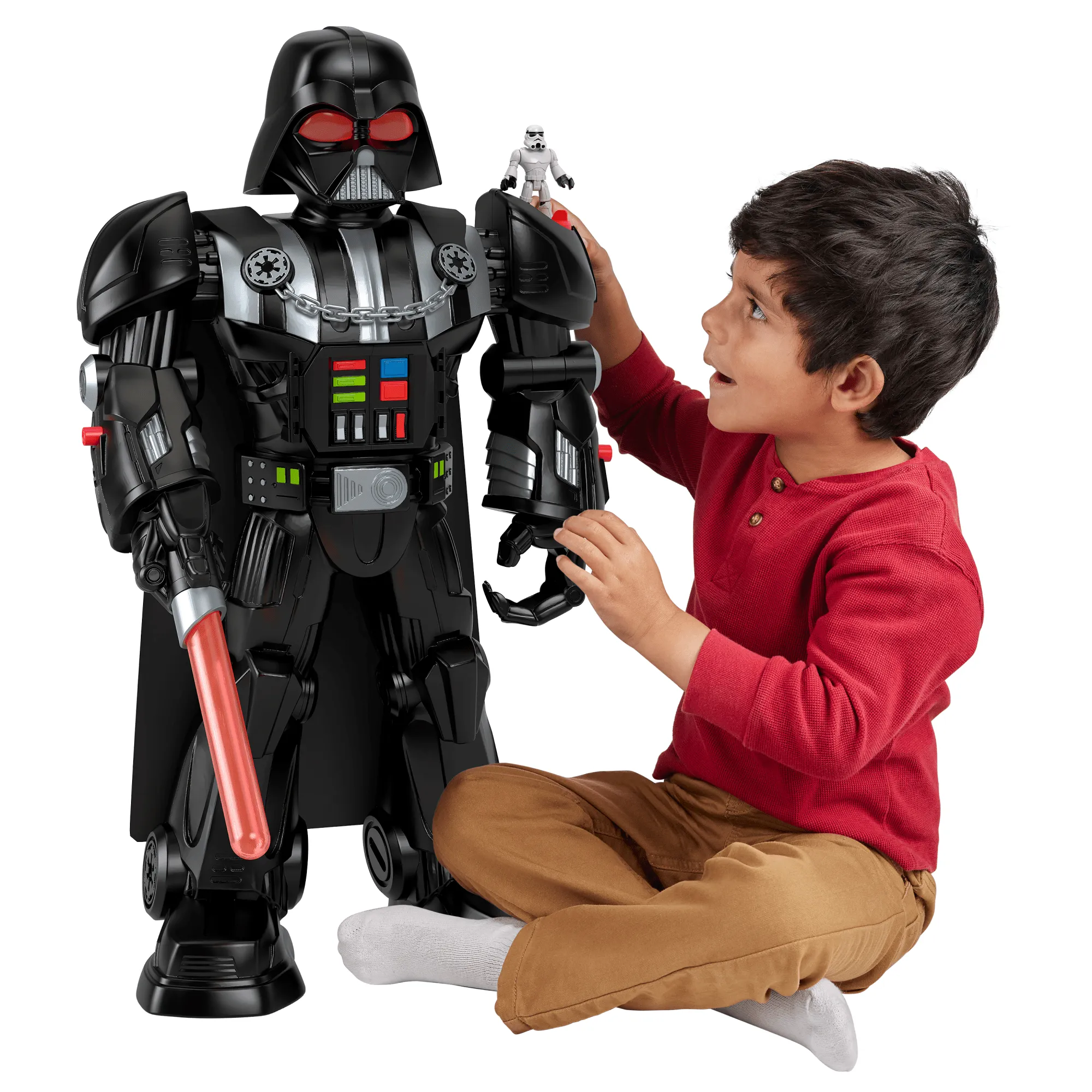 Imaginext Star Wars Darth Vader Bot 2  Ft Toy, Lights Sounds & Stormtrooper Character Key