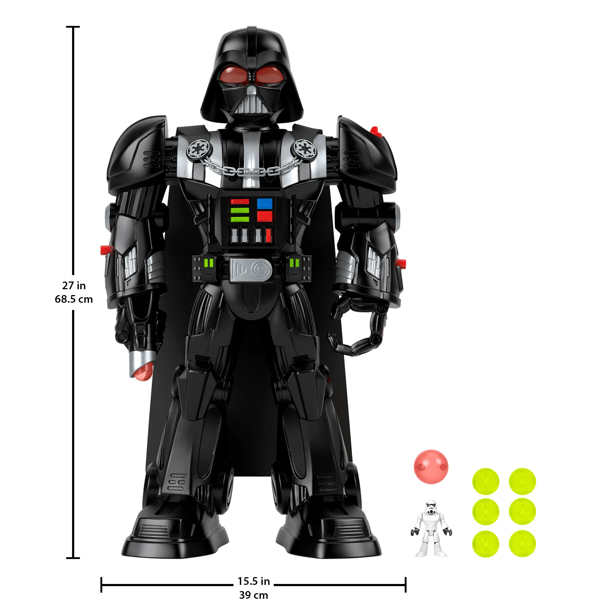 Imaginext Star Wars Darth Vader Bot 2  Ft Toy, Lights Sounds & Stormtrooper Character Key