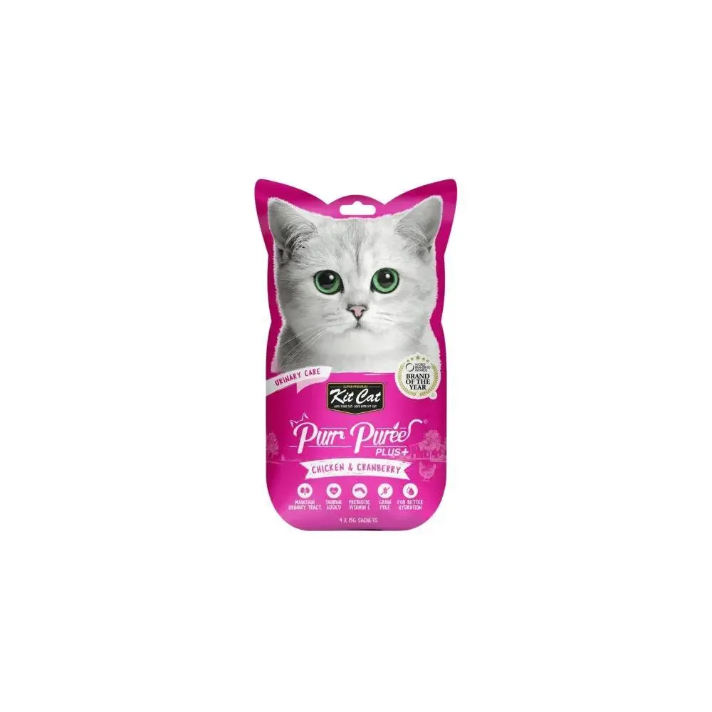 Kit Cat Treat Purr Puree Plus  Urinary Care Chicken Cat Treats 60g