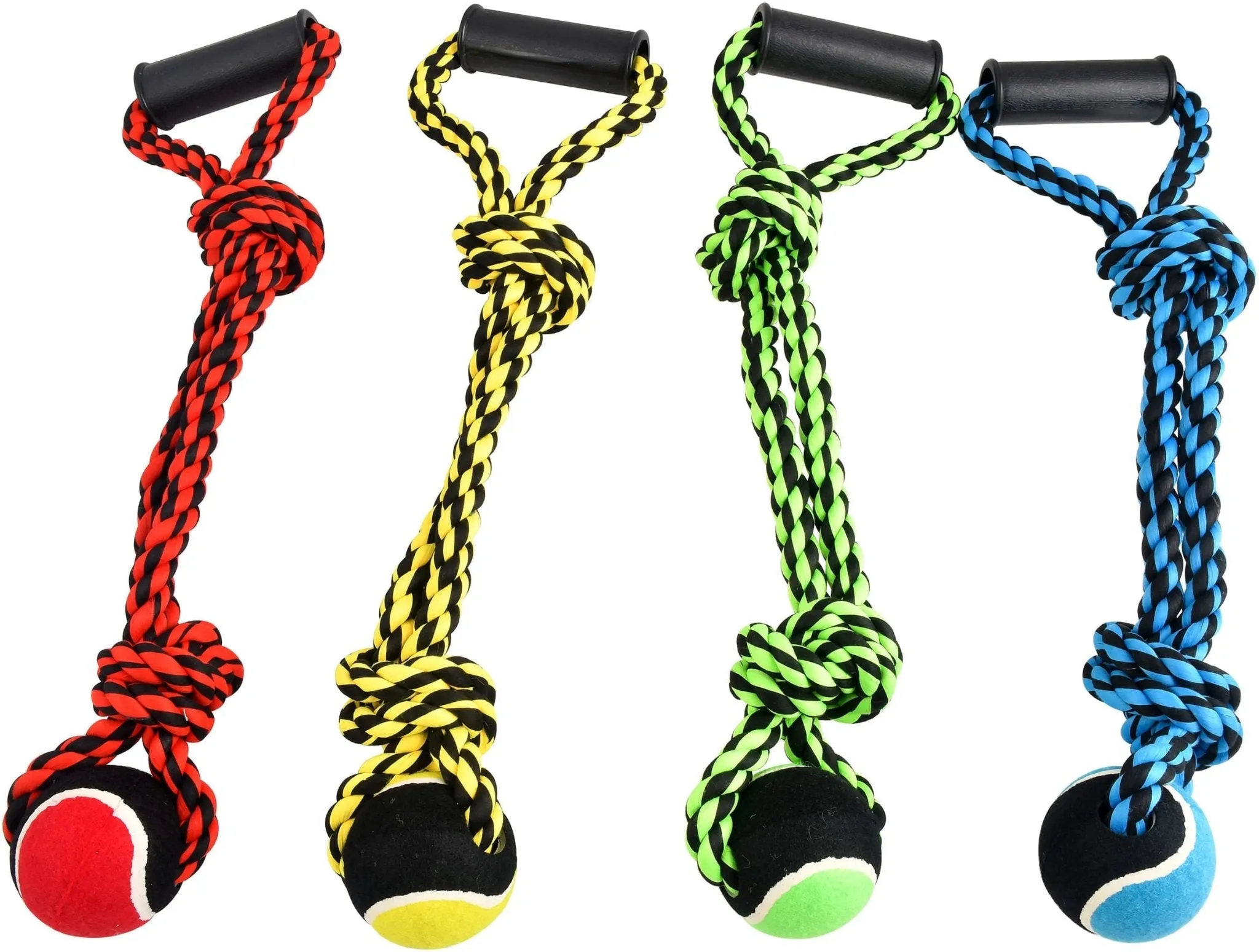 Nuts For Knots 2 Knot Rope Tug with Handle and Tennis Ball, 20"
