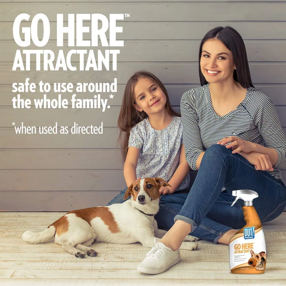 OUT! Go Here Attractant Indoor & Outdoor Dog Training Spray | Housetraining Aid for Puppies and Dogs | 32 Oz