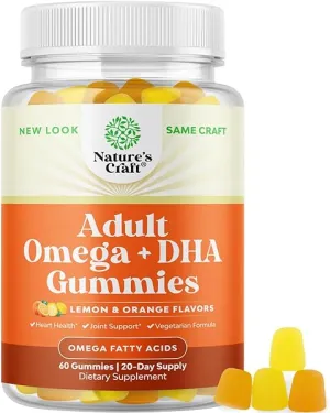 Vegetarian Omega 3 Gummies for Adults - Vegetarian Omega 3 6 9 DHA Gummies for Brain Bone and Heart Health and Joint Support - Burpless Halal Fish Free Plant Based Omega 3 Supplement for Men and Women in Pakistan